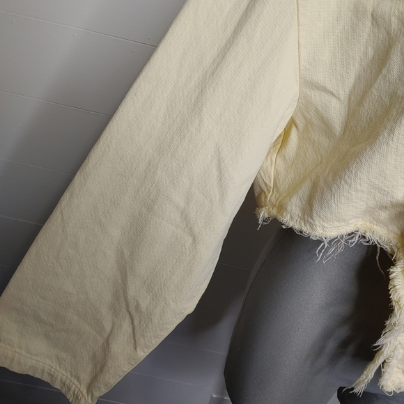 ZARA pale yellow raw hem zippered hoodie XL - Picture 5 of 10